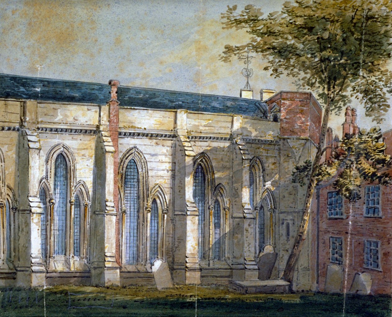 Veduta della Temple Church, Londra, c. 1810 da William Pearson