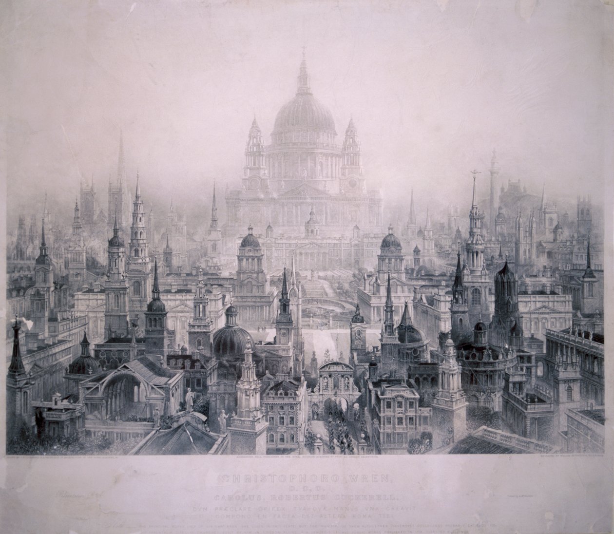 Città dei sogni degli edifici di Christopher Wren, 1842 da William Richardson