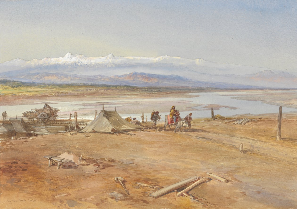 Il fiume Chenab, Punjab da William Simpson