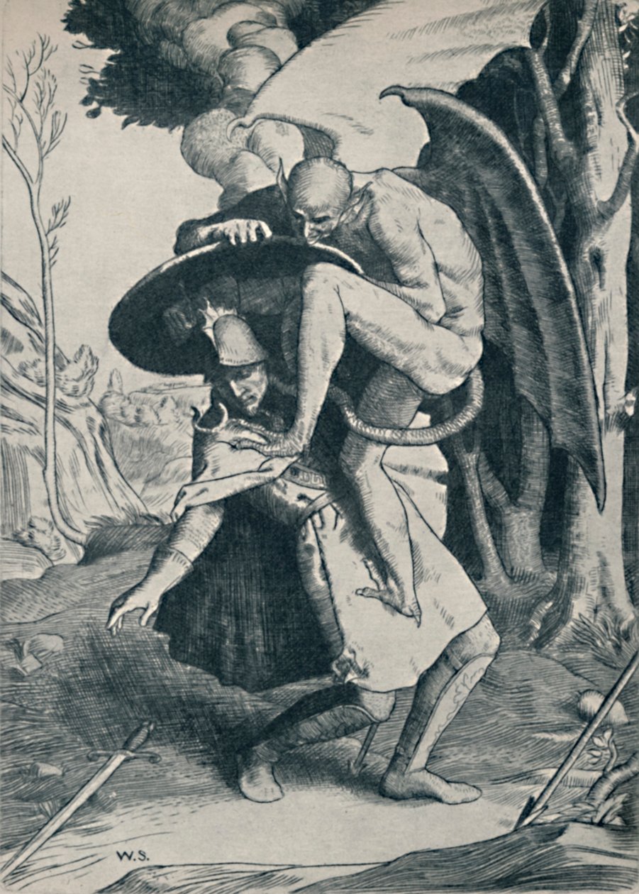 Cristiano che combatte Apollyon, 1895, 1923 da William Strang