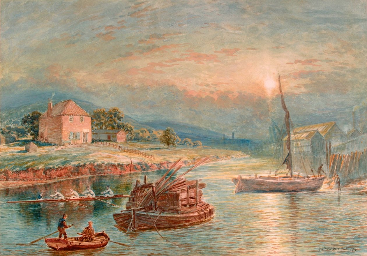 Isola del Prato del Re e barche sul Tyne da Wilson Hepple