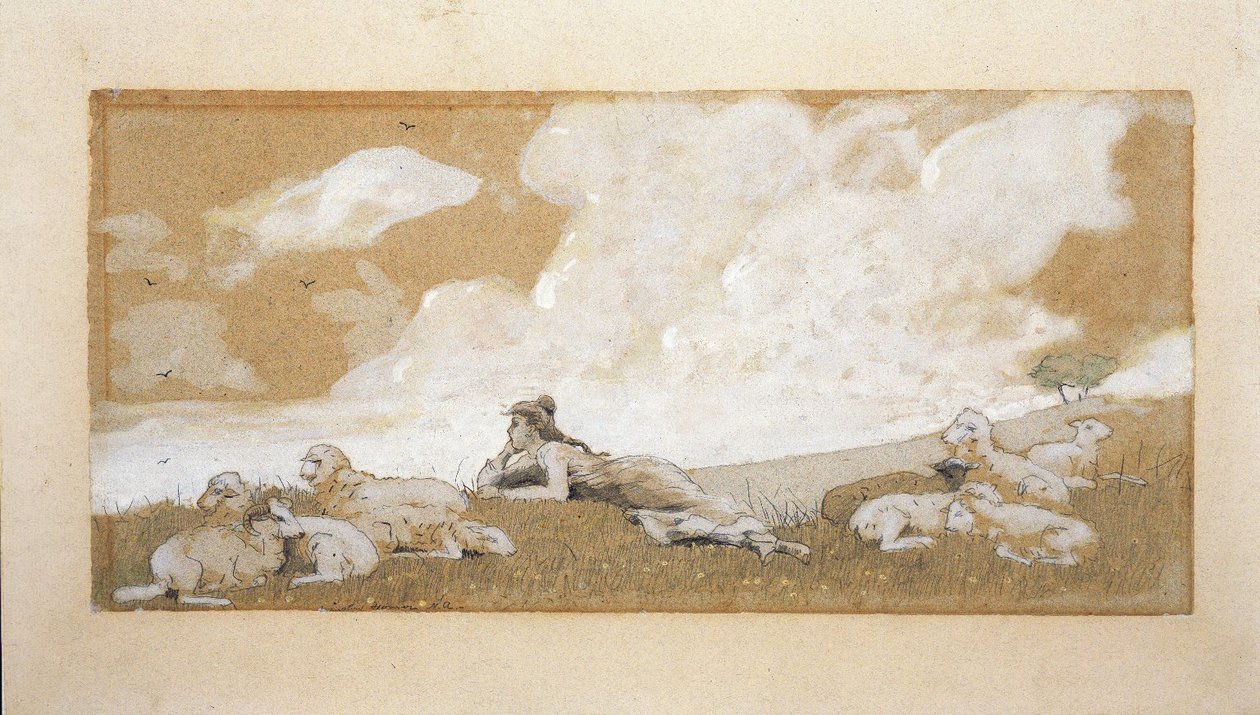 Ragazza e pecore da Winslow Homer