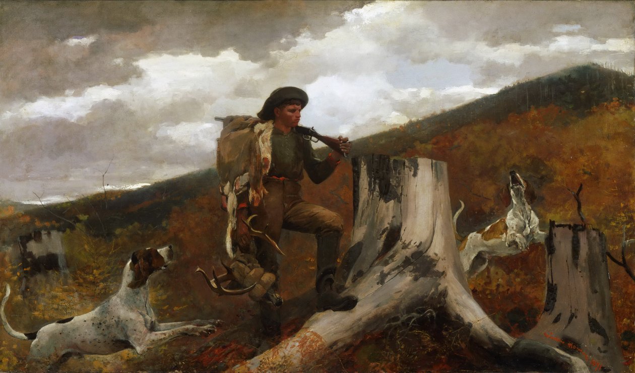 Un cacciatore e cani da Winslow Homer