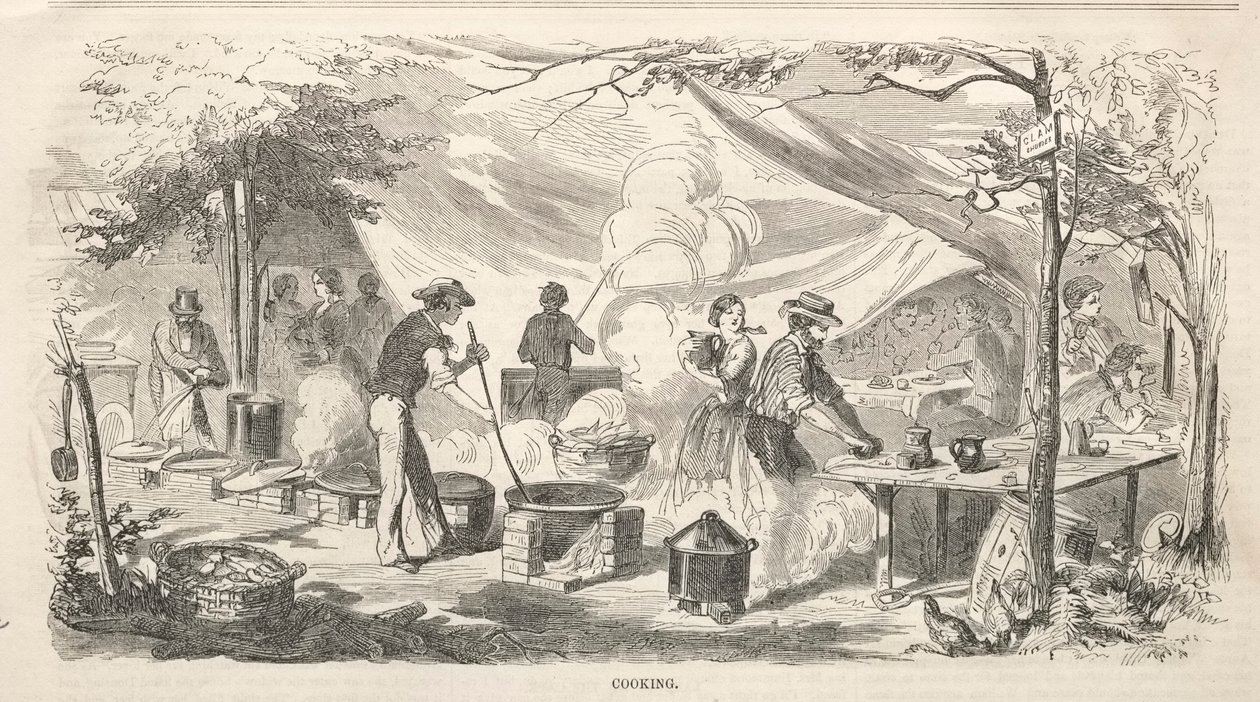 Schizzi di un incontro al campo: cucina, 1858 da Winslow Homer
