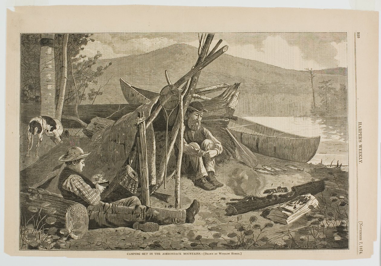 In campeggio sulle montagne Adirondack da Winslow Homer