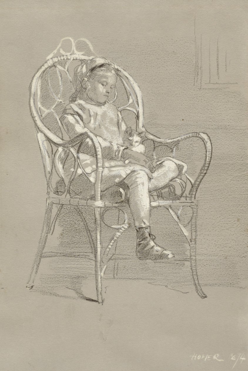 Bambino seduto su una sedia di vimini da Winslow Homer