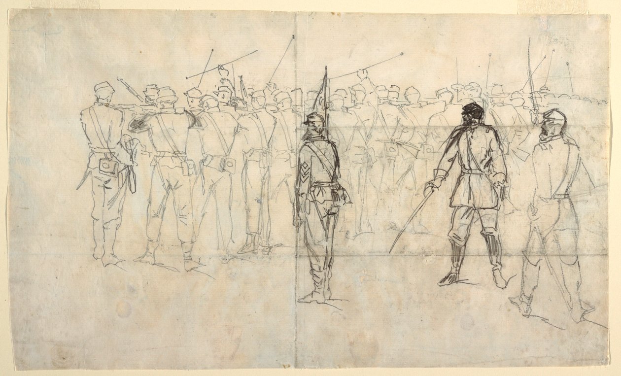 Disegno, esercitazione di fanteria al fucile, reggimento Sickles, 1862 da Winslow Homer