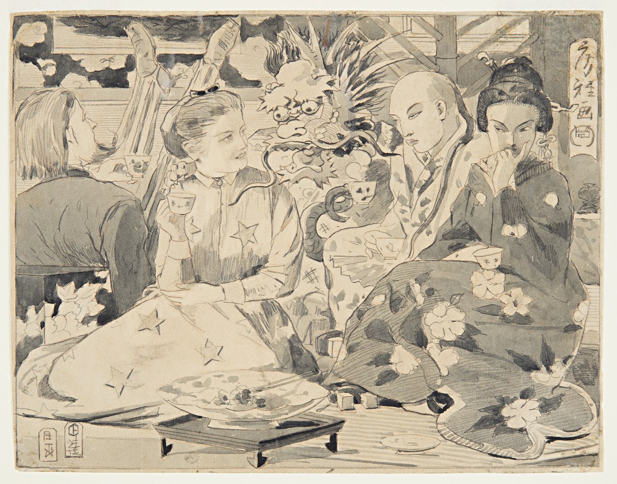 Disegno, Festa internazionale del tè, 1867 ca. da Winslow Homer