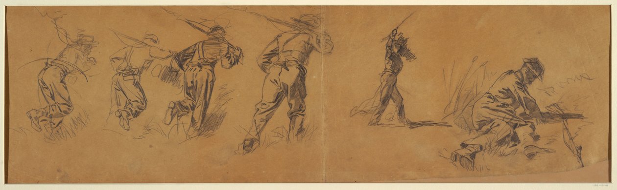 Disegno, Studi di soldati, 1863-65 da Winslow Homer