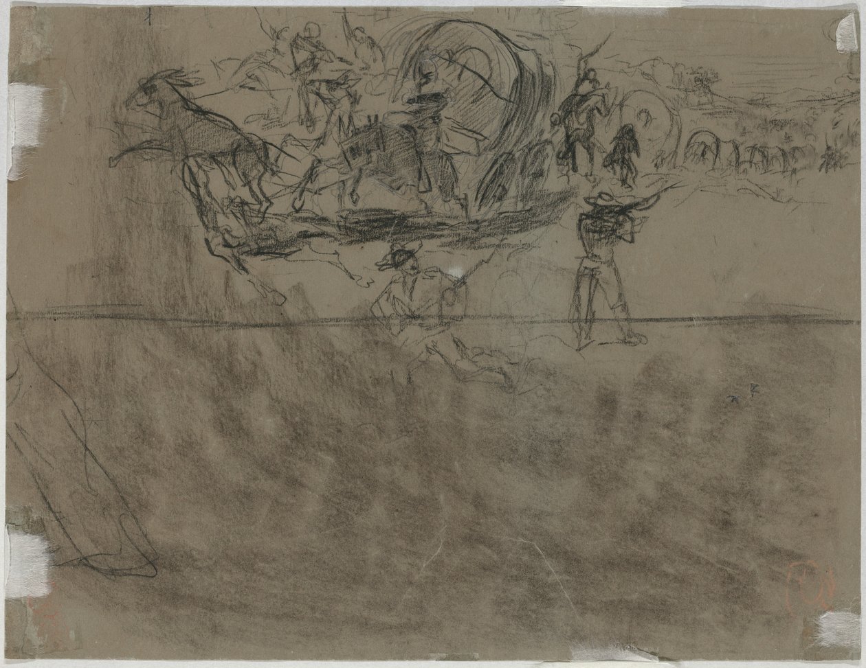 Scaramuccia con un convoglio di carri (verso) da Winslow Homer