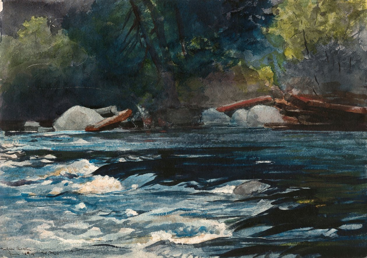 Le Rapide, Fiume Hudson, Adirondacks da Winslow Homer