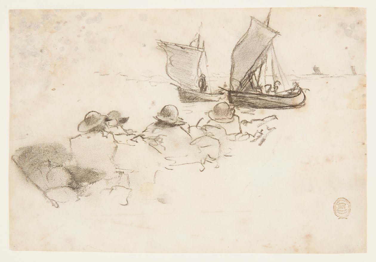 Due barche da pesca con vele, Cullercoats, Inghilterra da Winslow Homer