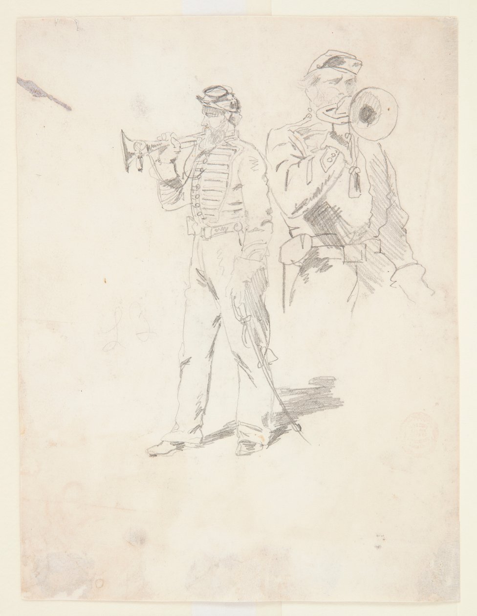 Due studi di un trombettiere da Winslow Homer