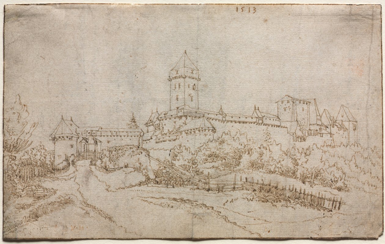 Veduta di un castello (recto) da Wolfgang Huber