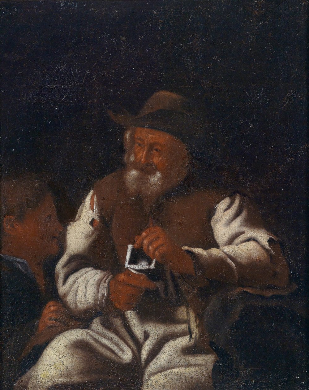 Un vecchio che lavora a maglia da Workshop of Michiel Sweerts