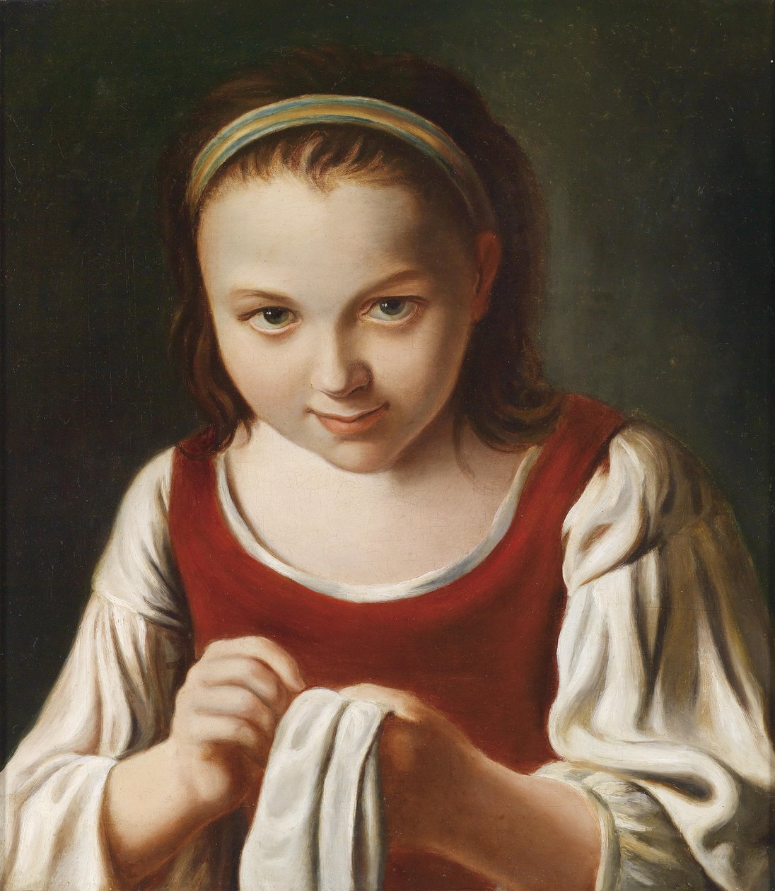 Una ragazza che cuce da Pietro Antonio Rotari