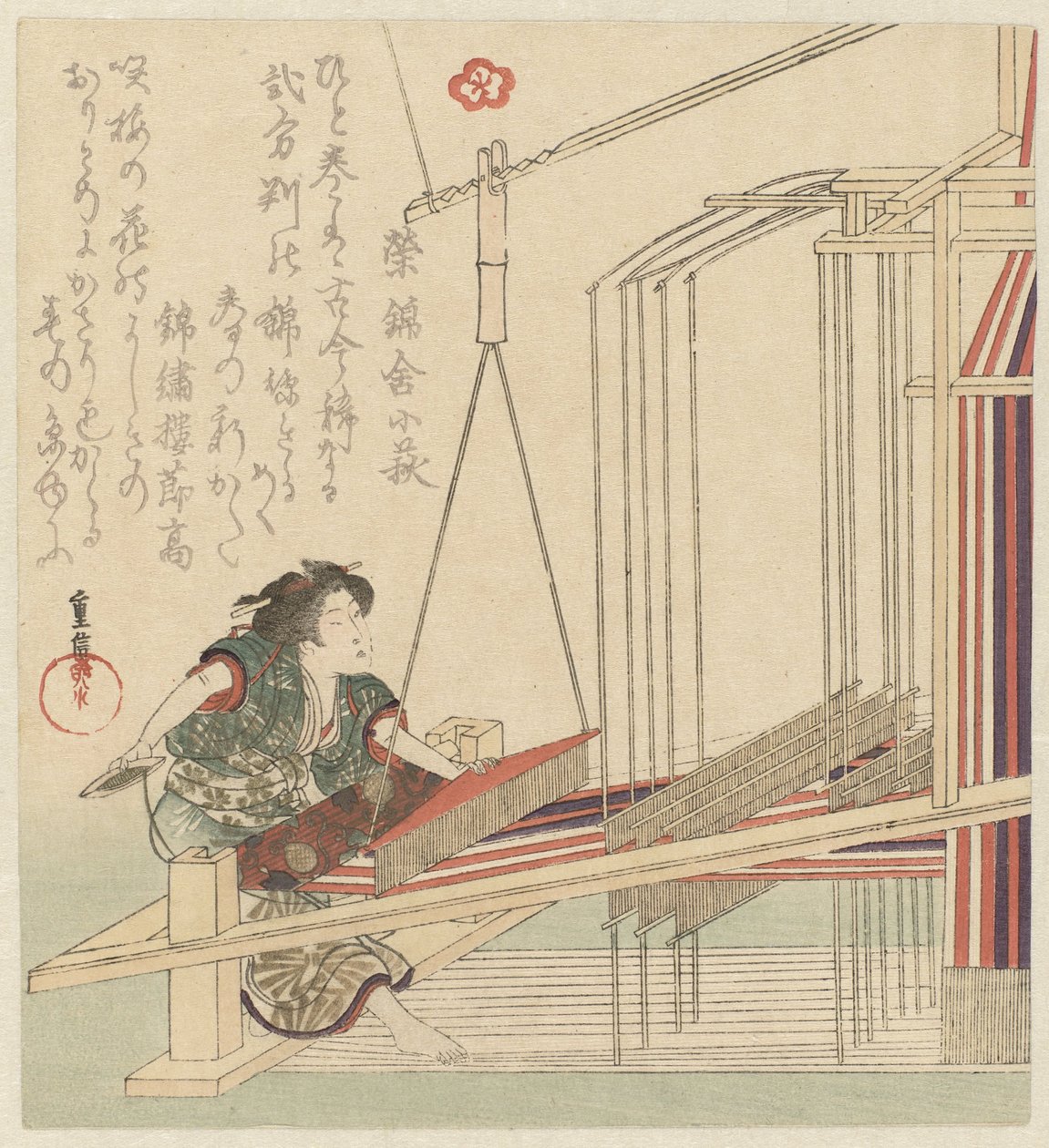Donna dietro un telaio da Yanagawa Shigenobu (II)