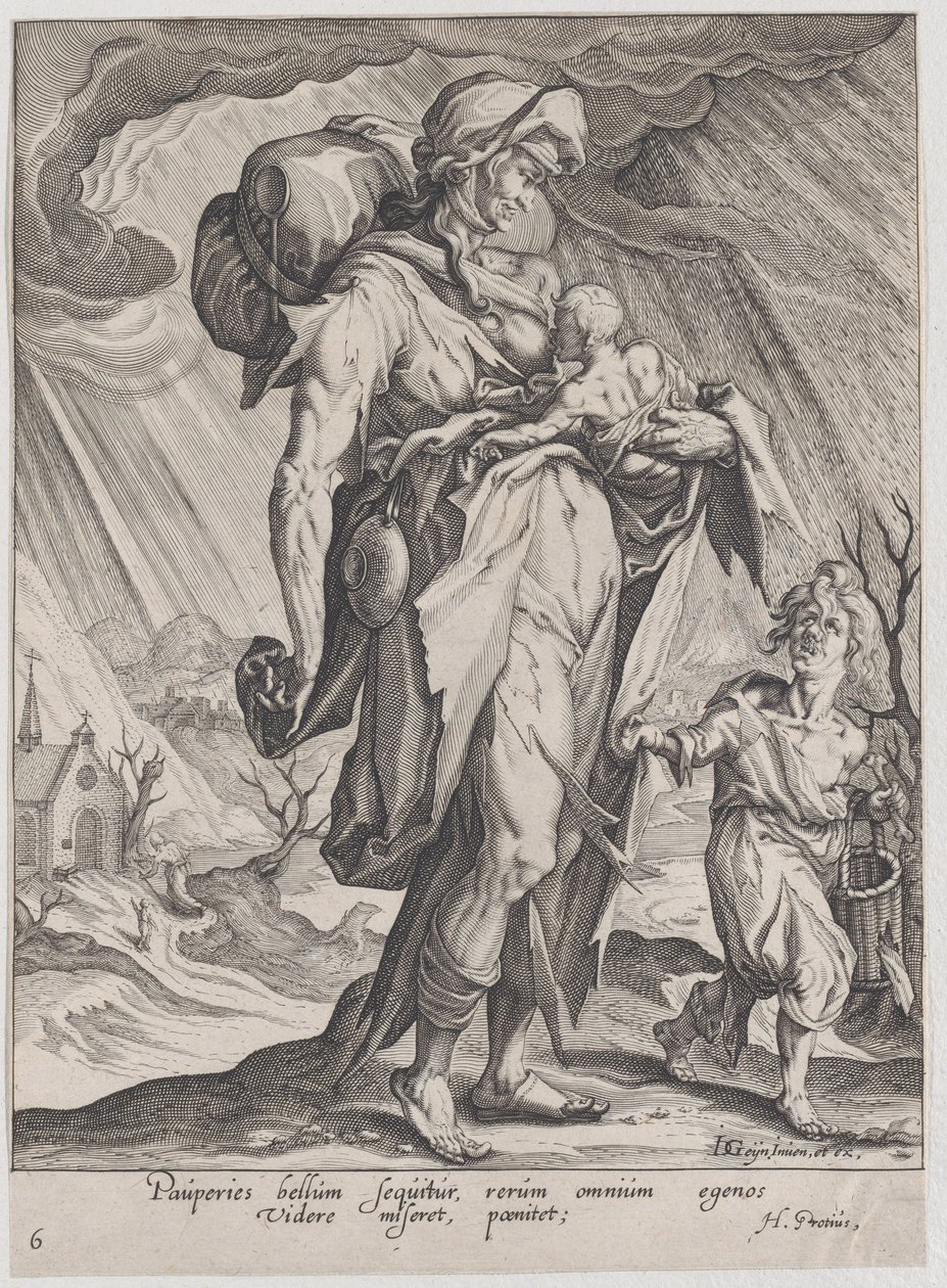 Povertà, da Virtù e Vizi, 1596-97 da Zacharias Dolendo