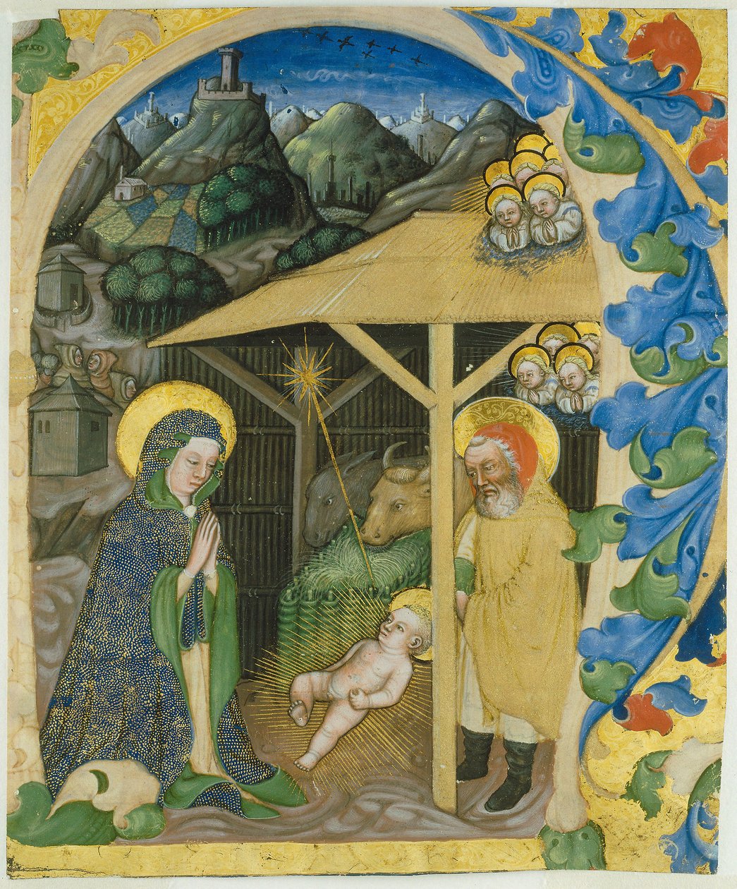 Natività in una lettera iniziale H da Zanino di Pietro