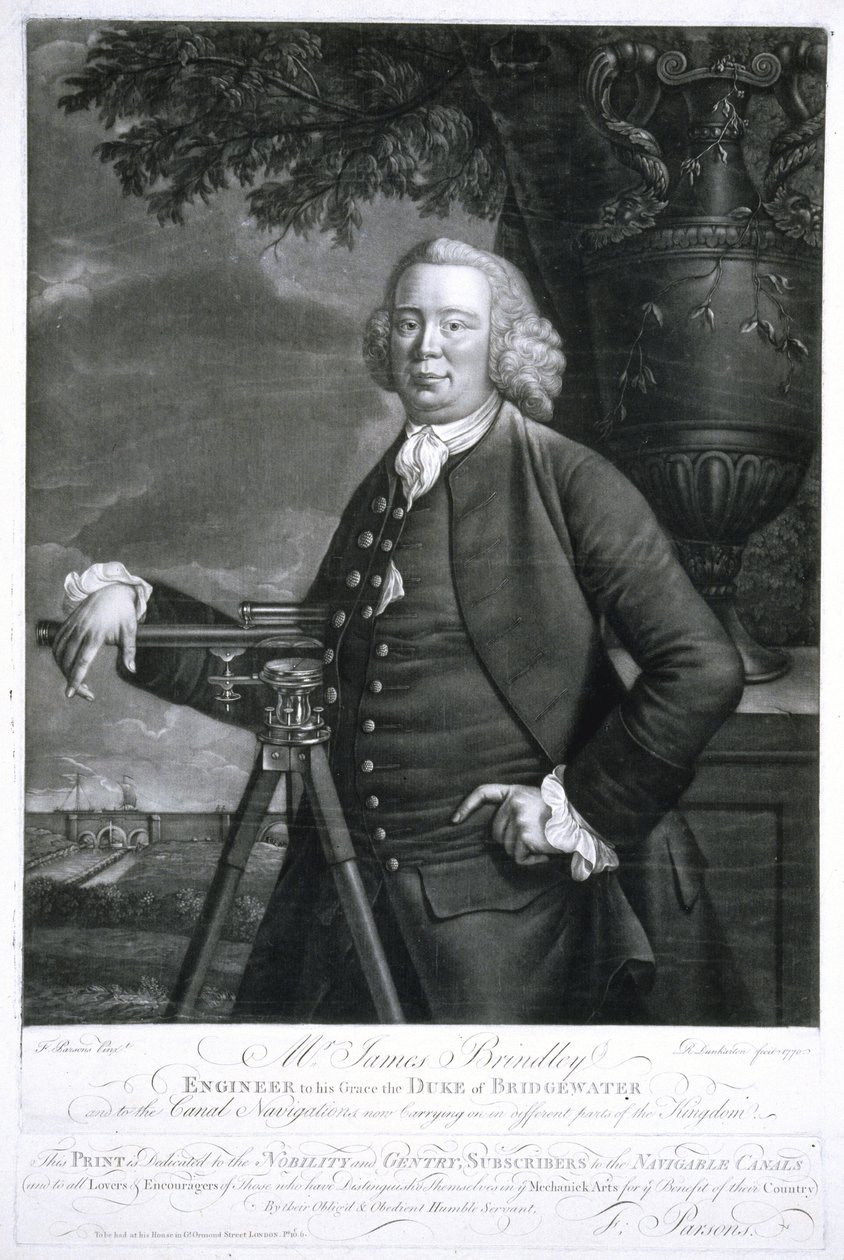 James Brindley, ingegnere civile britannico e costruttore di canali da Frederick (attr. to) Barnard