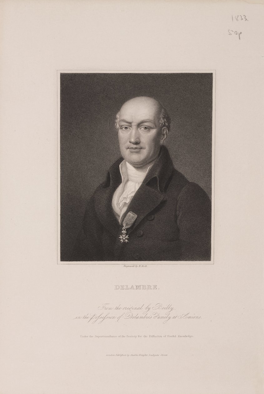 Jean Baptiste Joseph Delambre, astronomo francese, c 1810s da Frederick (attr. to) Barnard