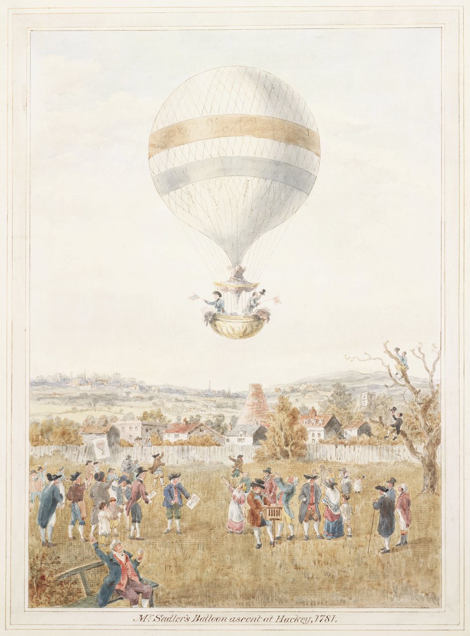 Ascensione del pallone di Sadler da Hackney da Frederick (attr. to) Barnard