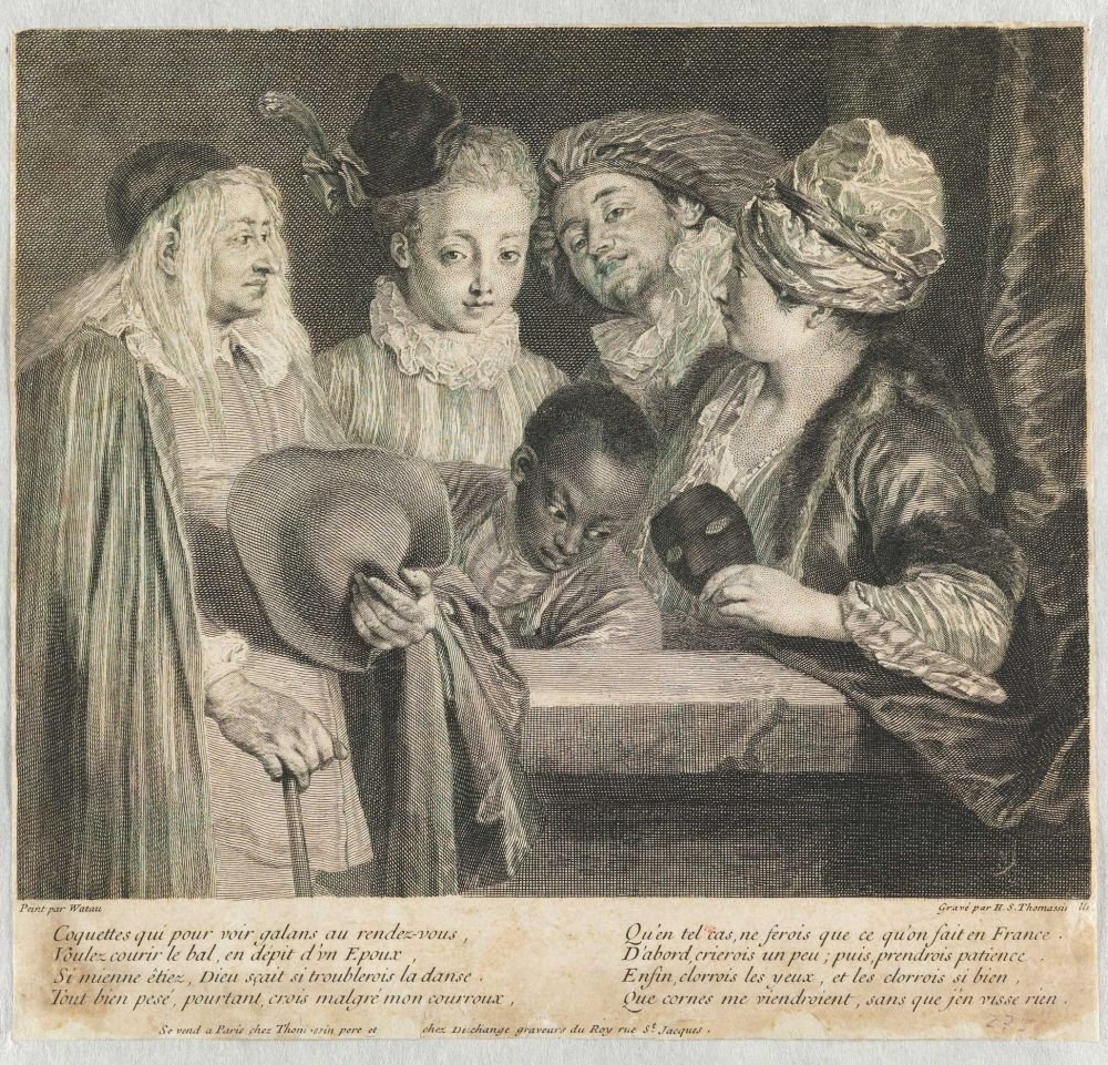 Civette che cercano di vedere i galanti al rendez-vous da Jean Antoine Watteau