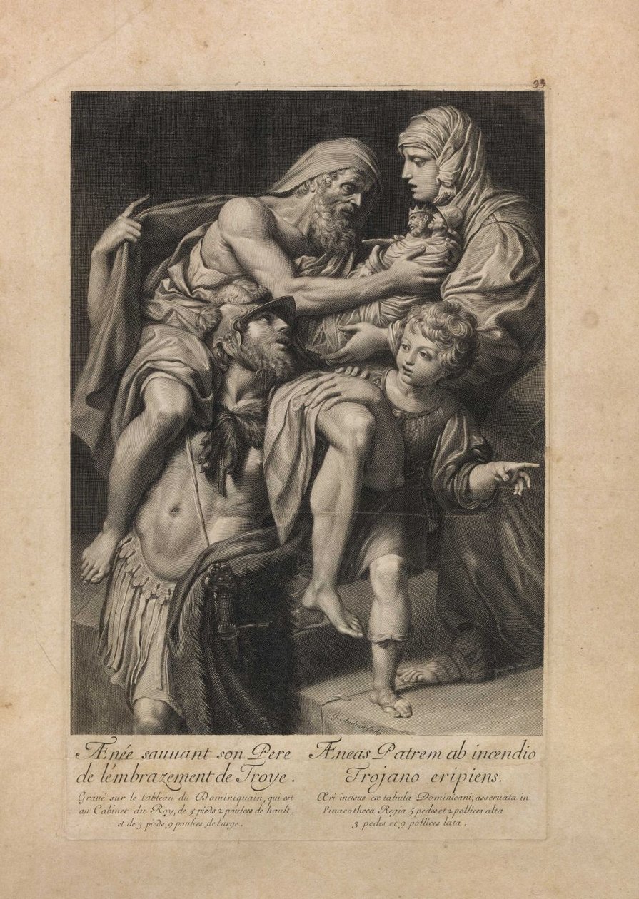 Enea salva suo padre Anchise dalla Troia in fiamme da Domenichino