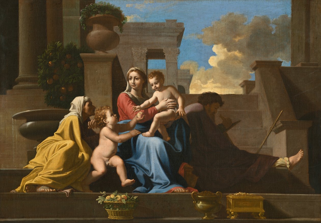 Sacra Famiglia sui gradini da after Nicolas Poussin