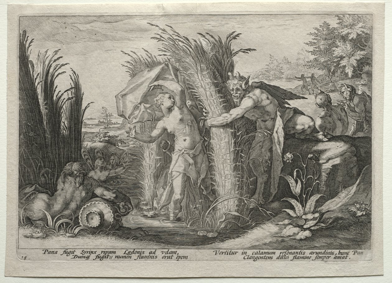 Pan insegue Siringa da after Hendrick Goltzius