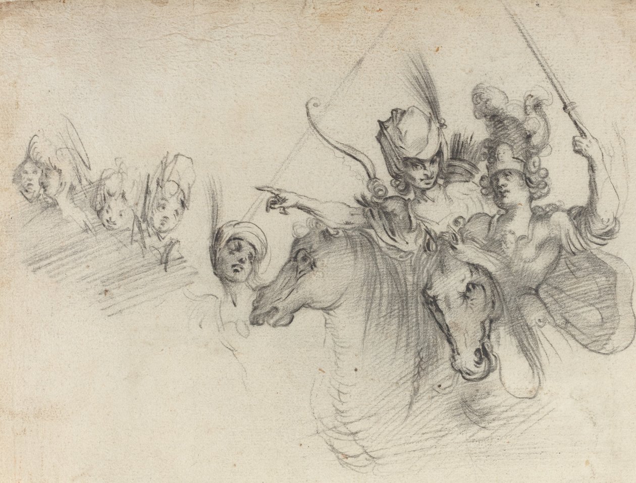 Figure a Cavallo (verso) da after Jacques Bellange