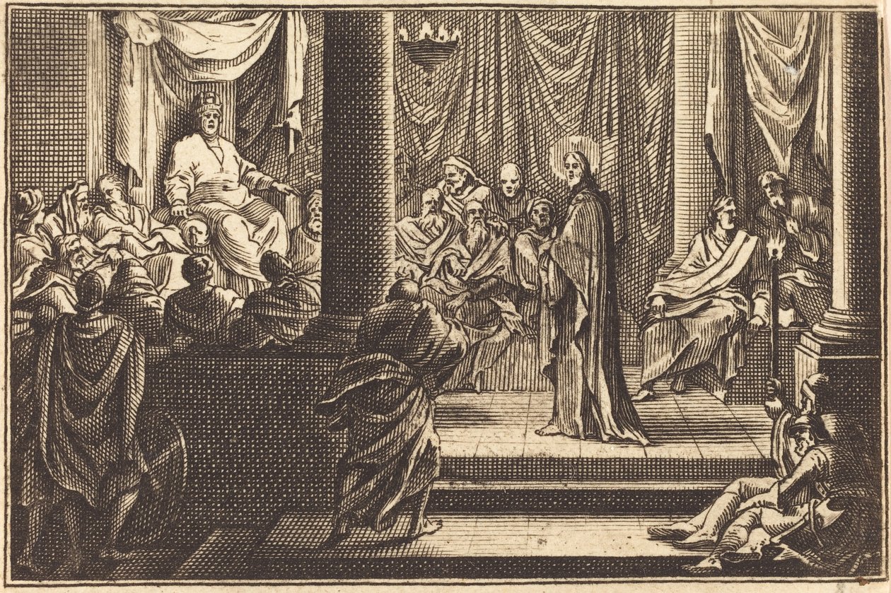 Cristo davanti a Caifa da after Sébastien Le Clerc I