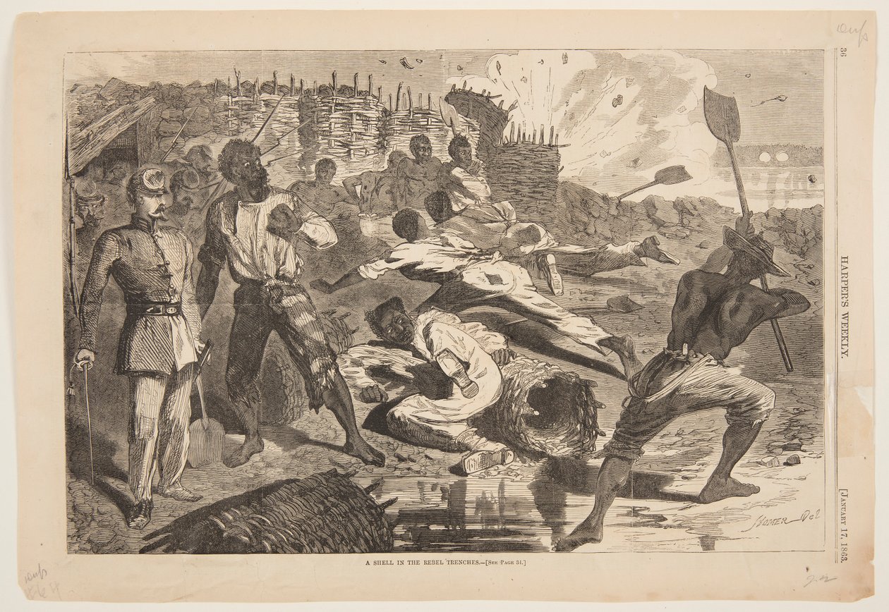 Un proiettile nelle trincee ribelli da after Winslow Homer
