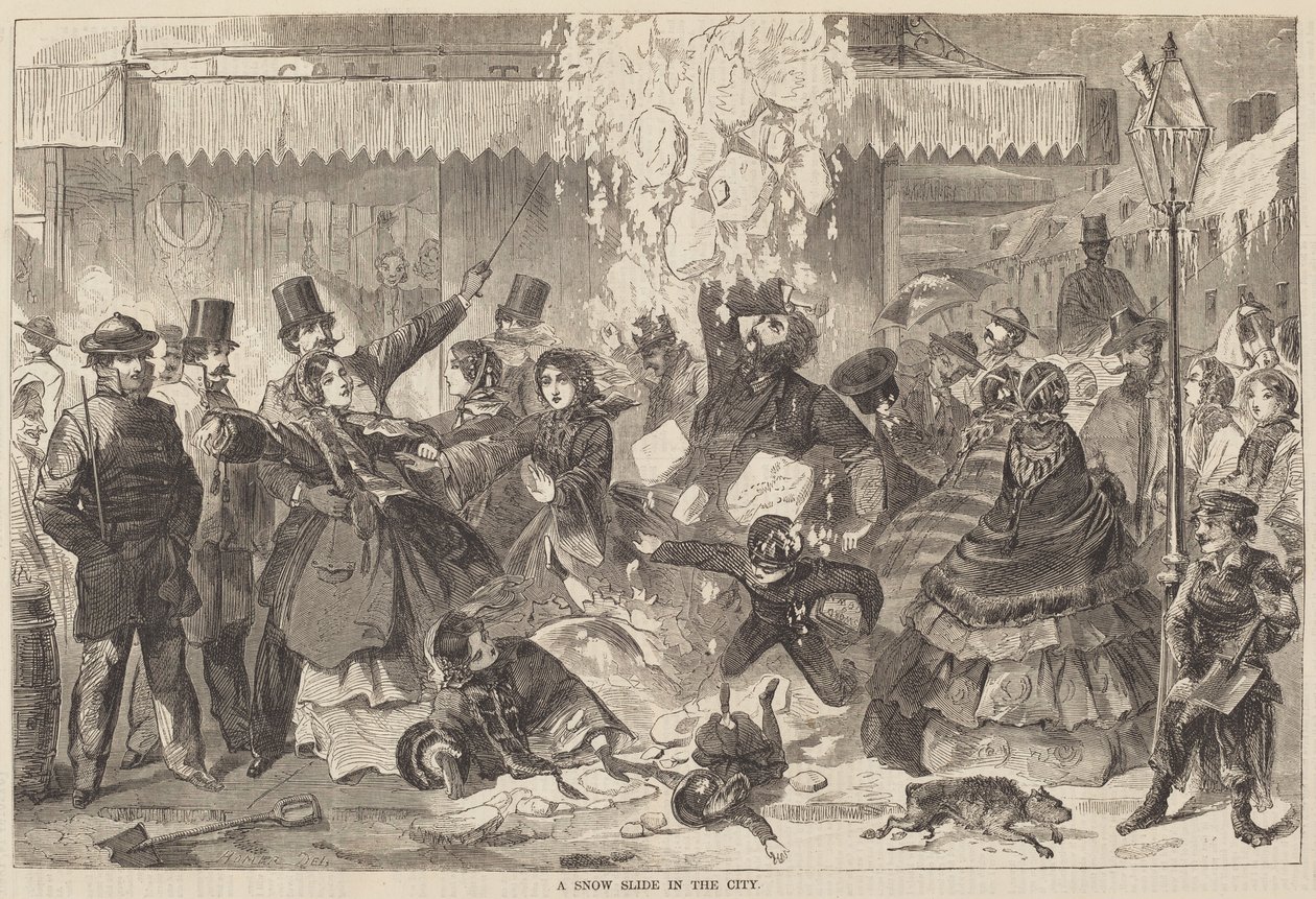Una Valanga di Neve in Città da after Winslow Homer