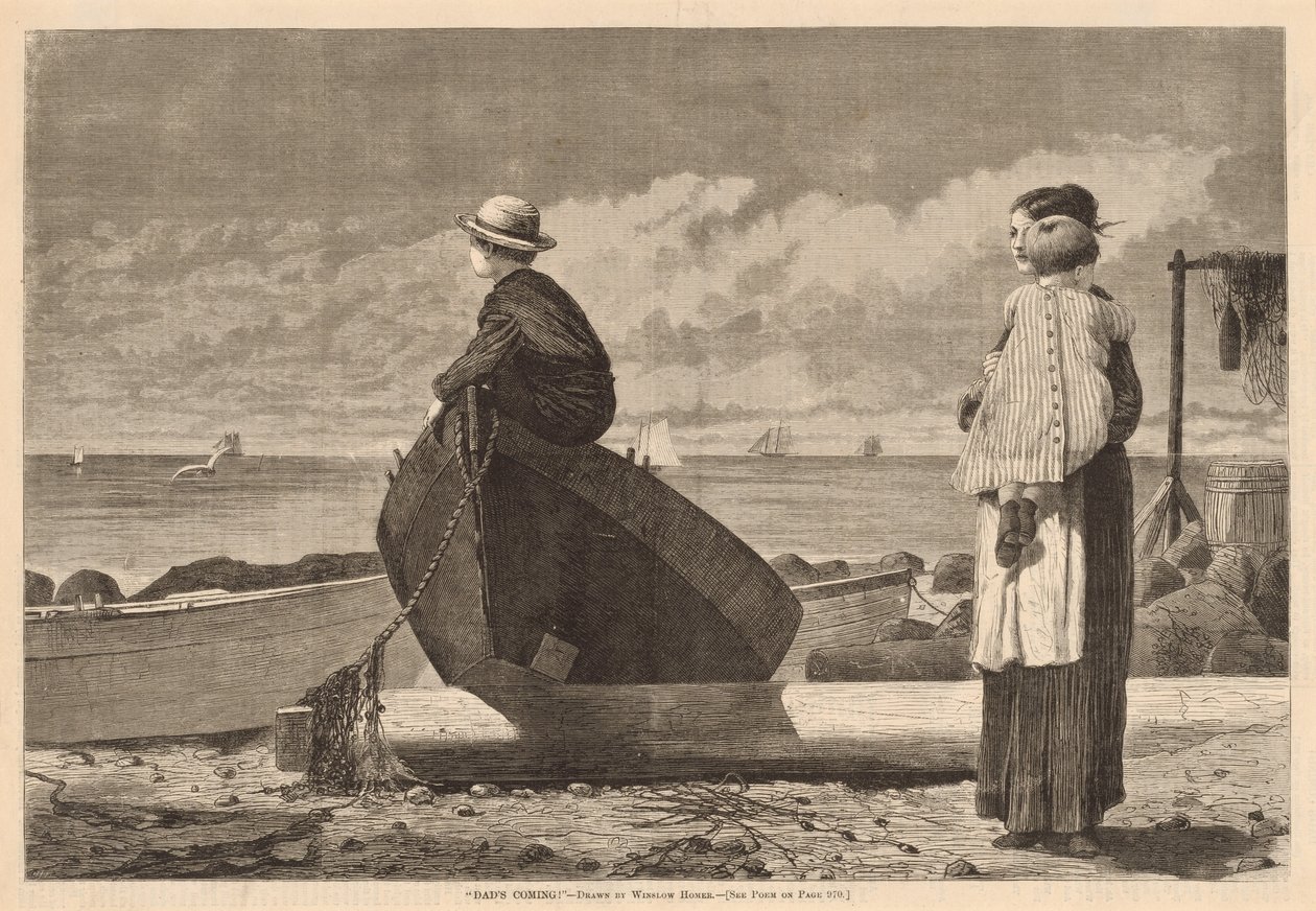 "Papà sta arrivando!" da after Winslow Homer