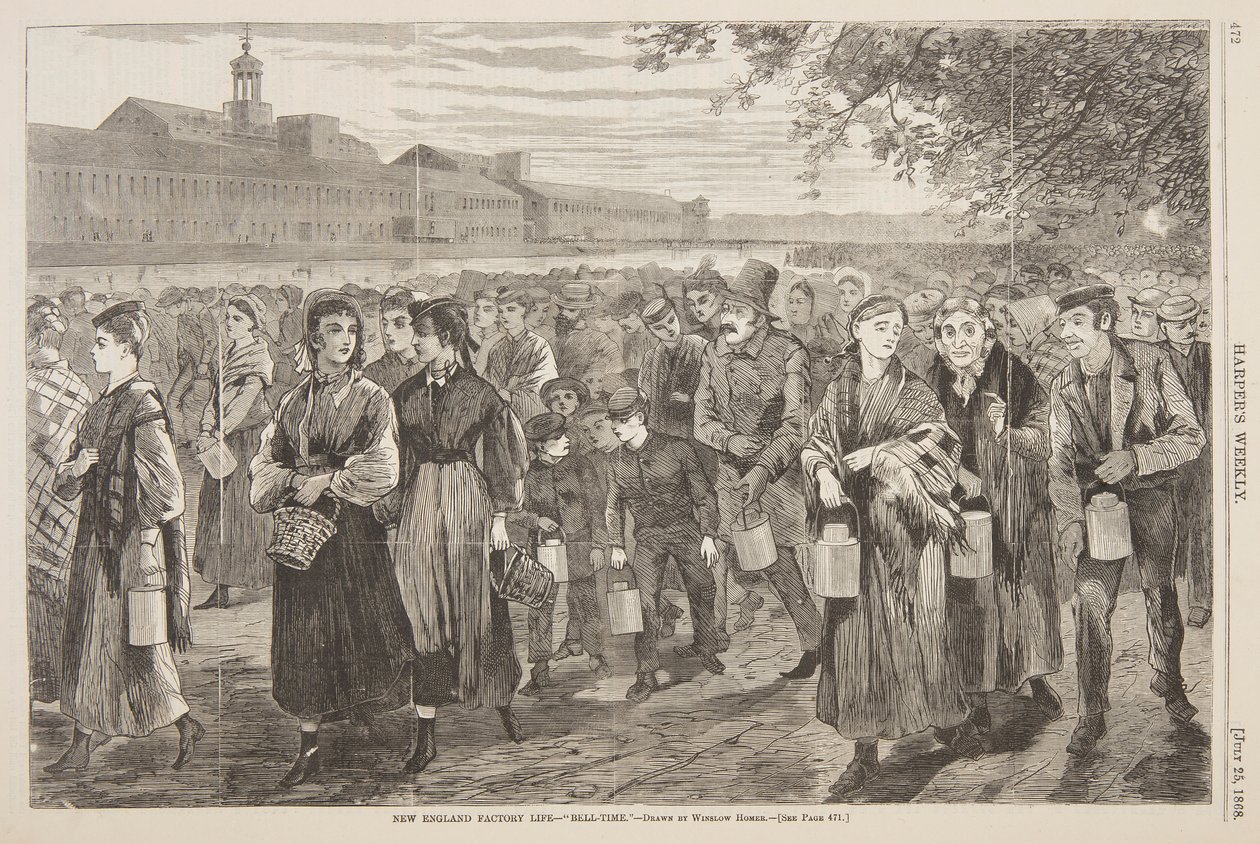 Vita di fabbrica nel New England – "Ora della campana" da after Winslow Homer