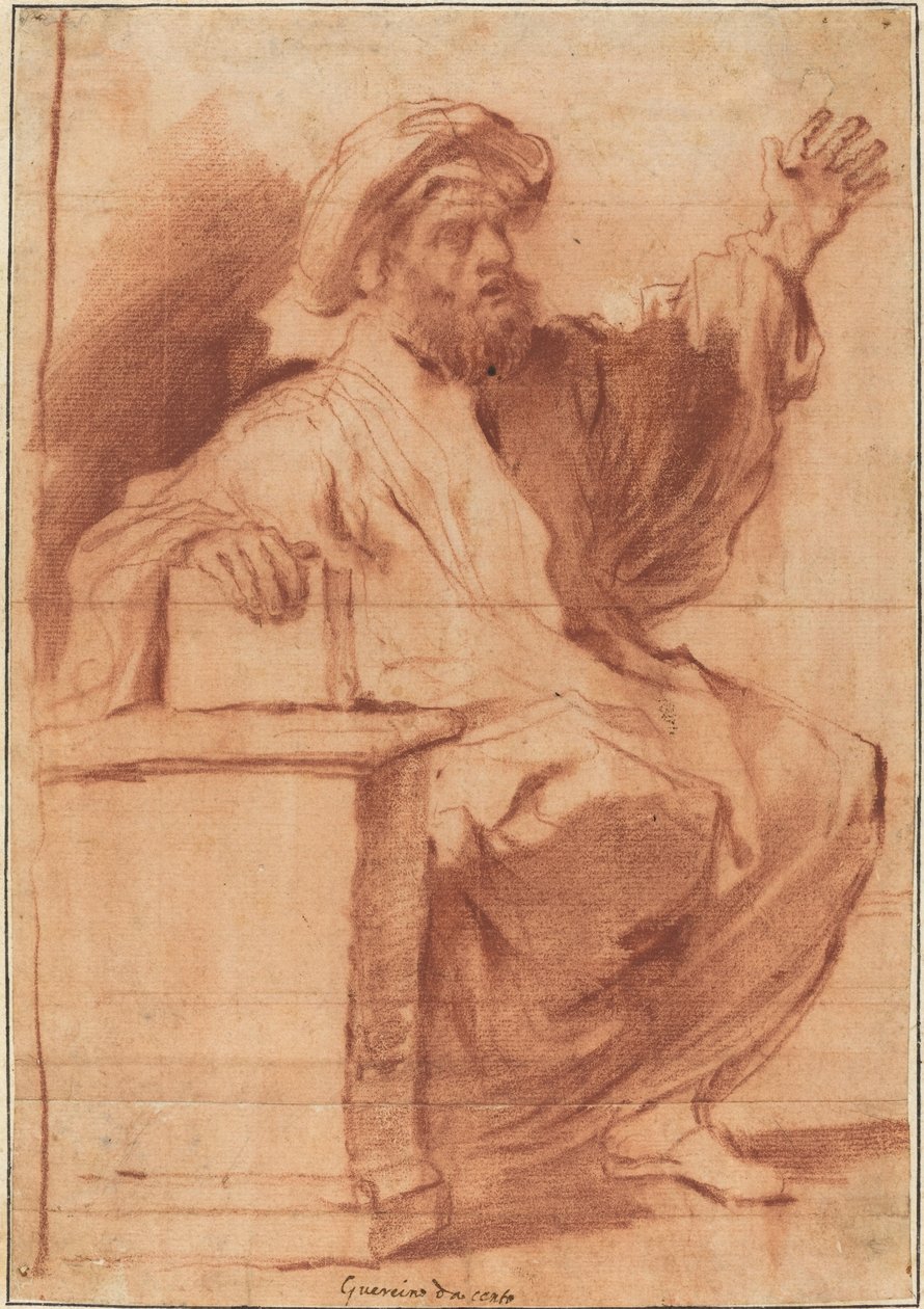 Profeta seduto da called Guercino Follower of Giovanni Francesco Barbieri