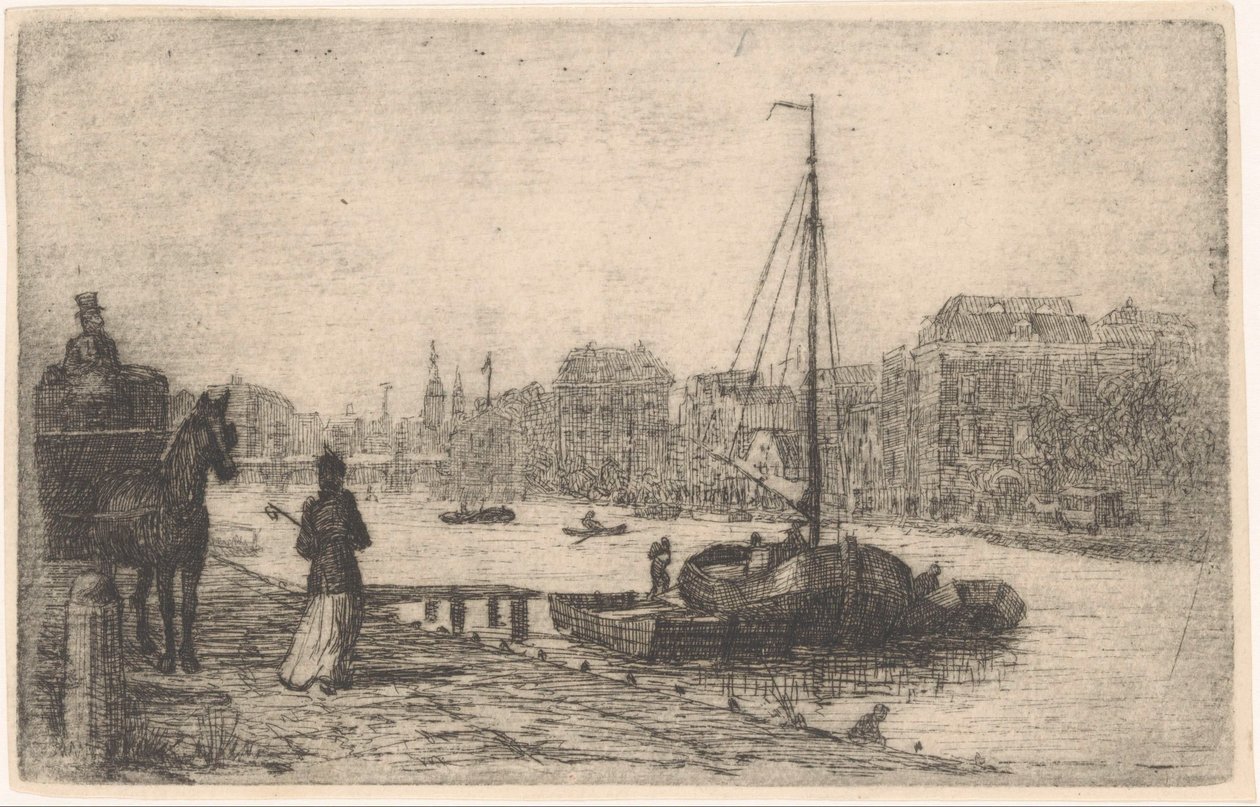 Fiume in una città da de Groot (prentmaker)