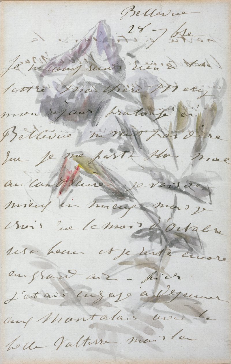 Prima pagina di una lettera del pittore Manet al suo amico e modello, Mery Laurent da Édouard Manet