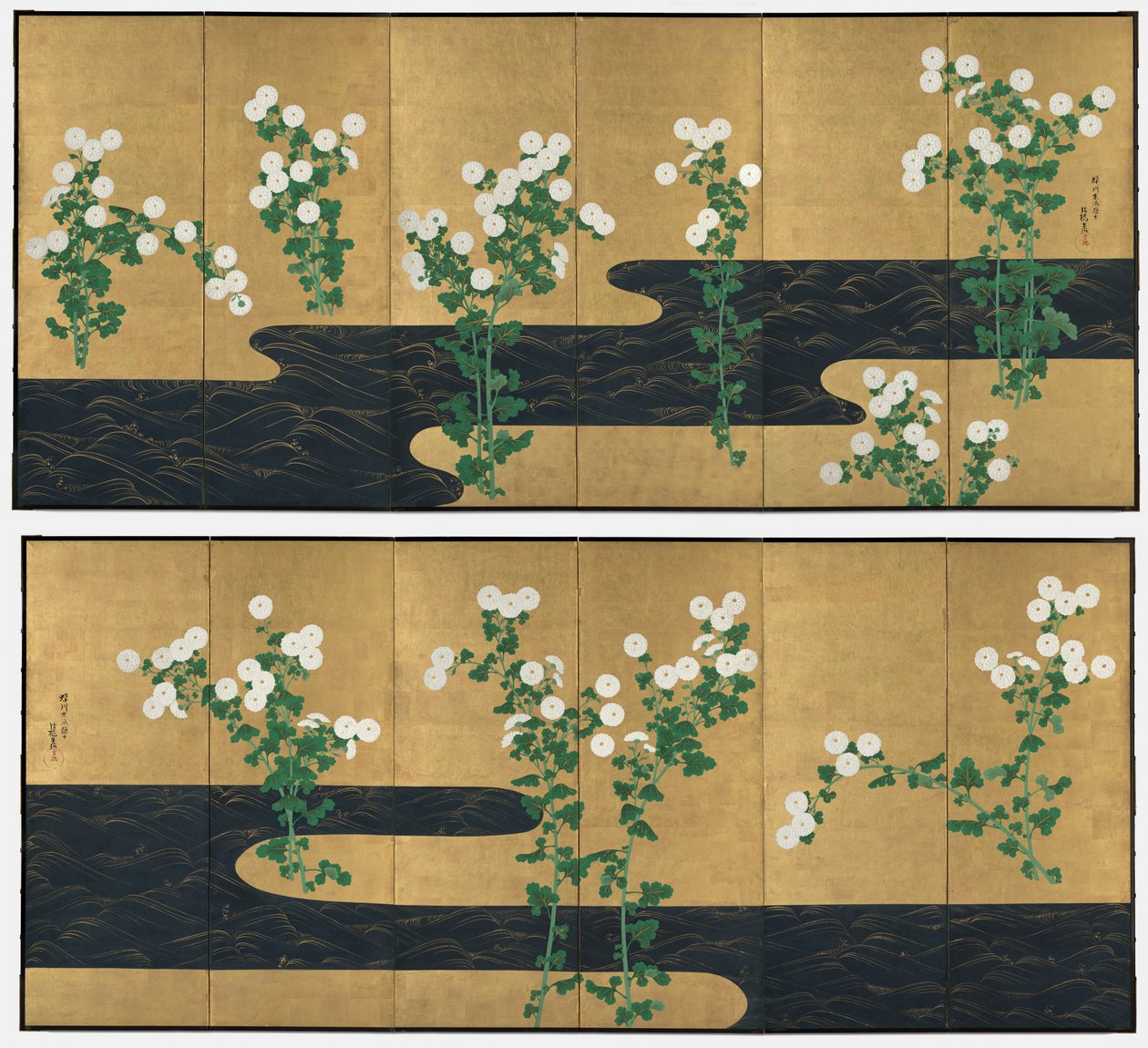 Crisantemi vicino a un ruscello da possibly by Ogata Kōrin
