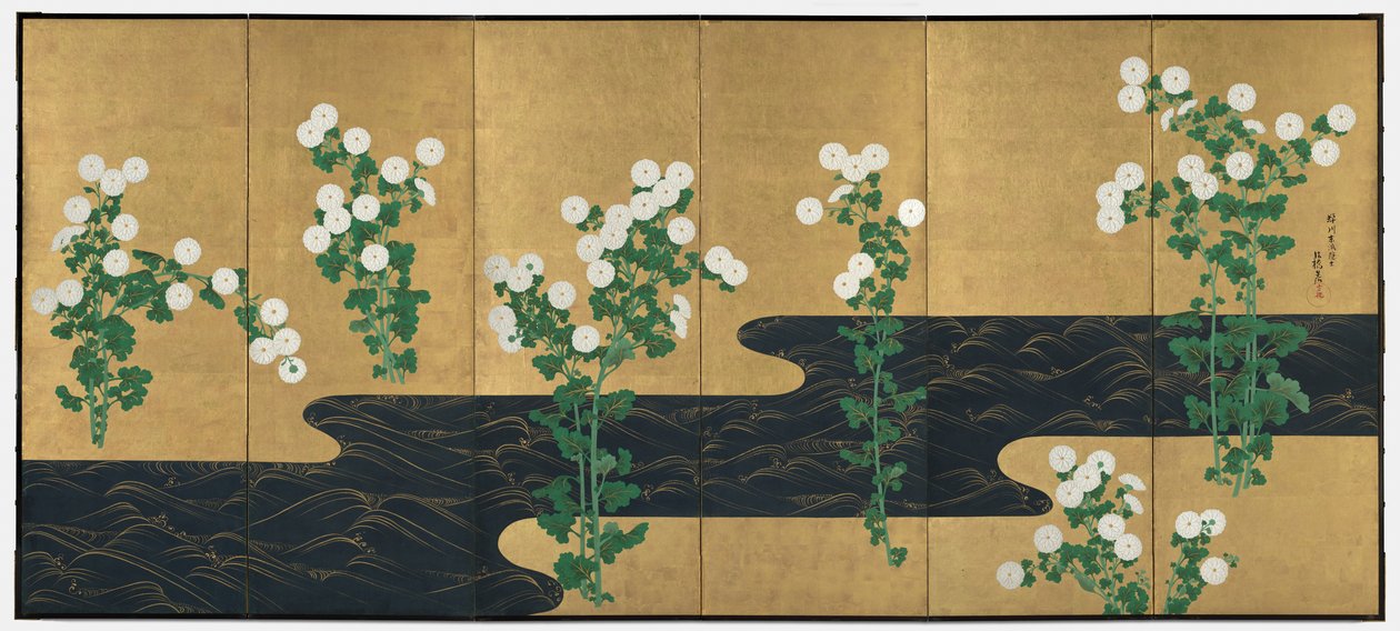 Crisantemi vicino a un ruscello da possibly by Ogata Kōrin