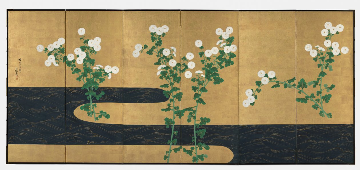 Crisantemi vicino a un ruscello da possibly by Ogata Kōrin