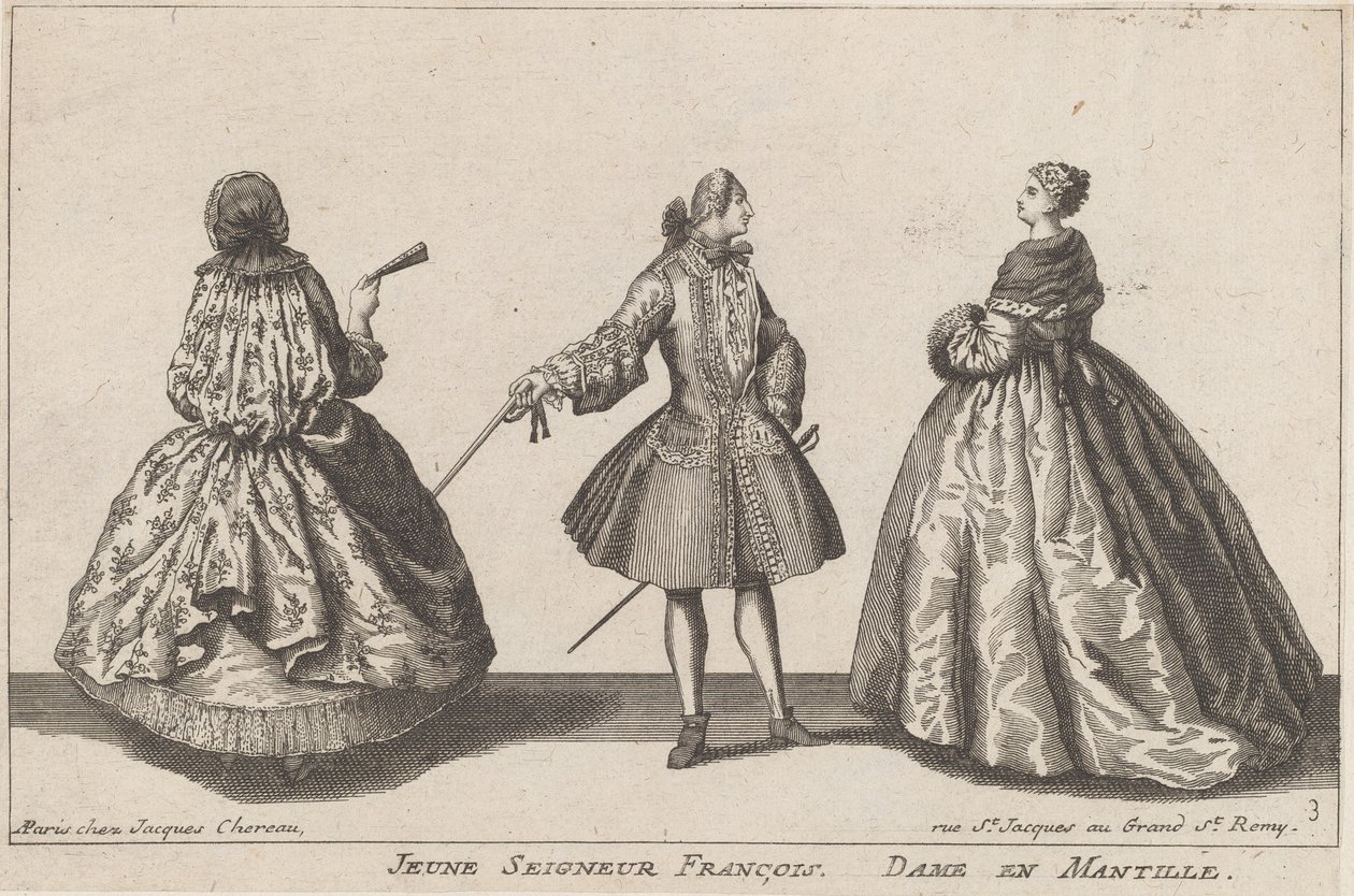 Giovane signore francese/Dama in mantiglia da published by Jacques Chéreau