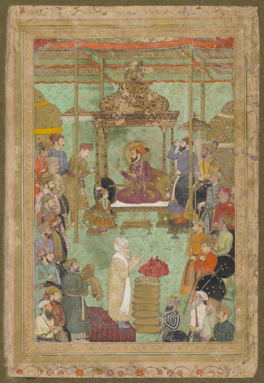 Shah Jahan in trono con Mahabat Khan e uno Shaykh, "Il Padshahnama", 1629-30 da son of Aqa Riza Abid