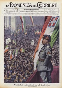 Moltitudini esultanti intorno al Condottiero