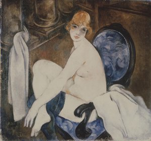Nudo in una poltrona blu