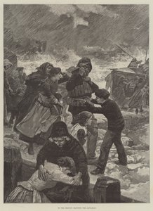 Al salvataggio, manovrando la scialuppa di salvataggio