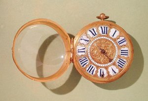 Orologio, c.1685 (ottone dorato e smalto)