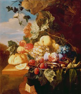 Natura morta con frutta e fiori