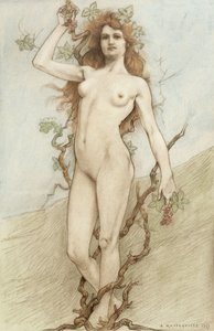 Nudo femminile con uva
